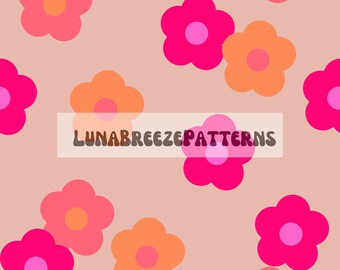 Pink&orange floral seamless repeating pattern