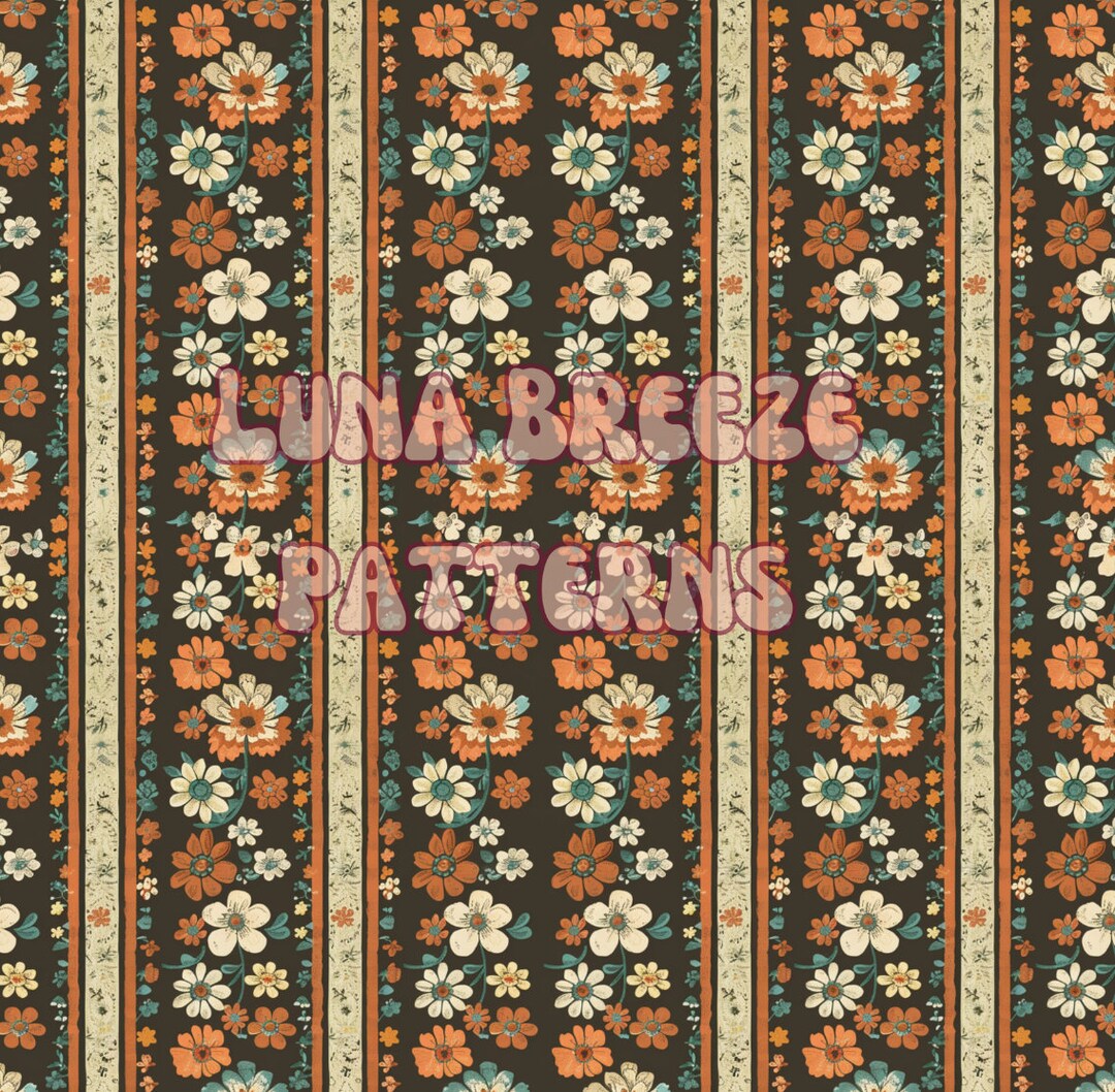 Vintage Floral Stripe Seamless Repeating Pattern - Etsy