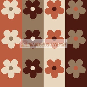 Fall flower stripes seamless repeat pattern