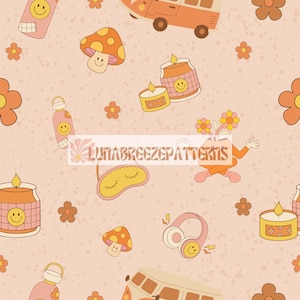Groovy sleepover seamless repeat pattern