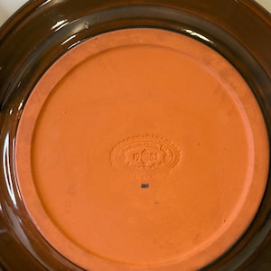 CHOICE of Vintage 1983 collectable MACKENZIE -CHILDS Wittika Pickles heavy lg redware dinner plates in brown/green checkered pattern see all afbeelding 5