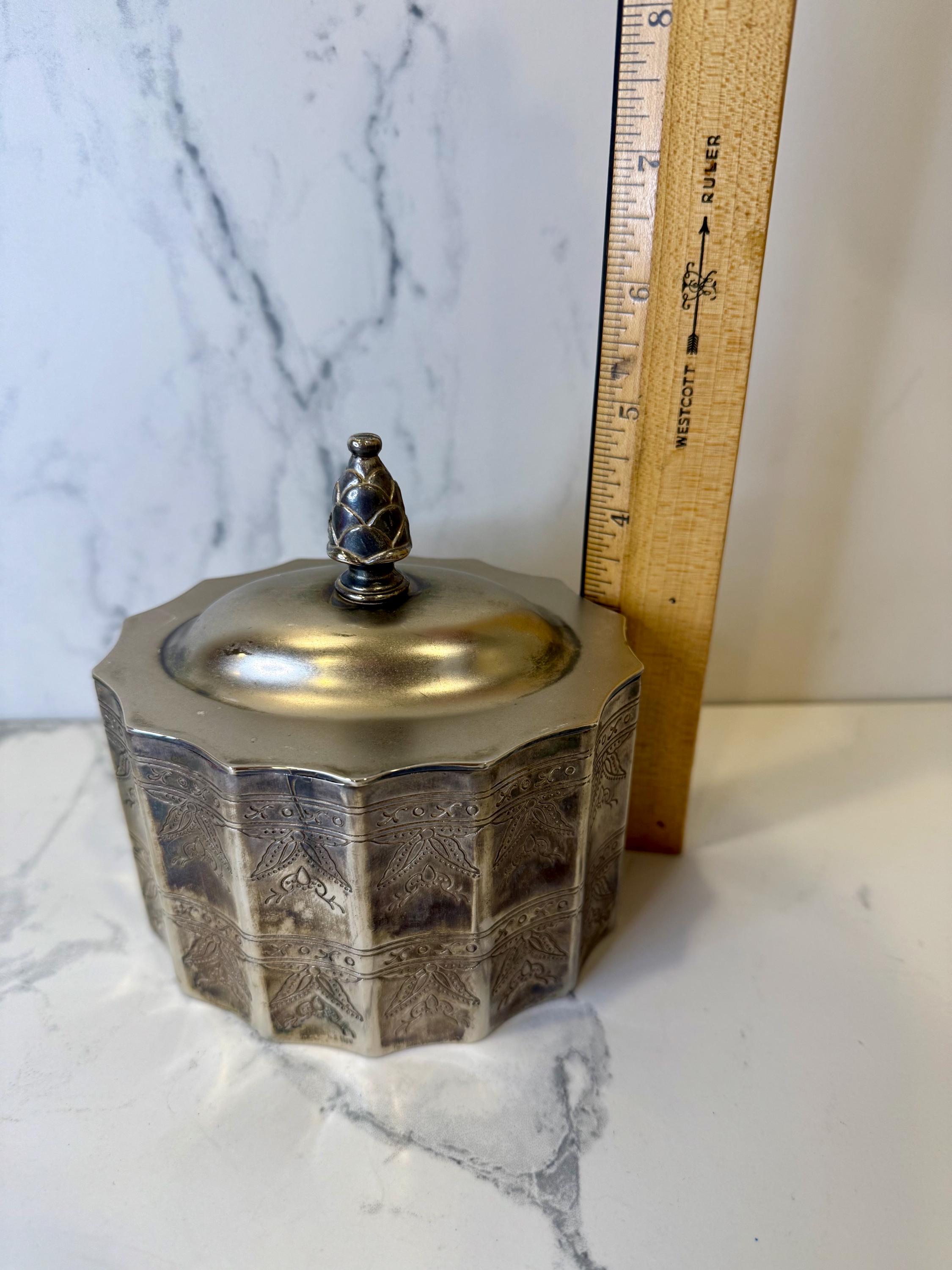 Vintage Godinger Silver Plate Trinket Box: Ornate Octagonal