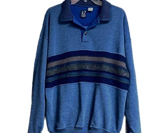 Vintage 90s AZ Sport collared sweatshirt men’s XL