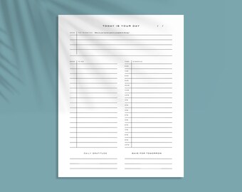 PRINTABLE DAILY PLANNER (Letter) | Printable Productivity Day Work Planner | Daily To-Do List Planner | Fill-out Template | Downloadable Pdf