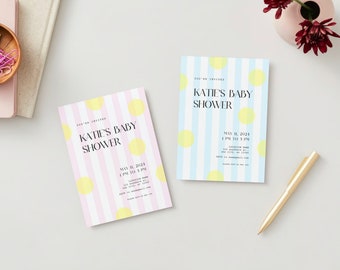 BABY SHOWER INVITATION | Colorful, Cute, Modern, & Bright Invitation, Baby Shower Invite, Printable, Customizable Instant Digital Download