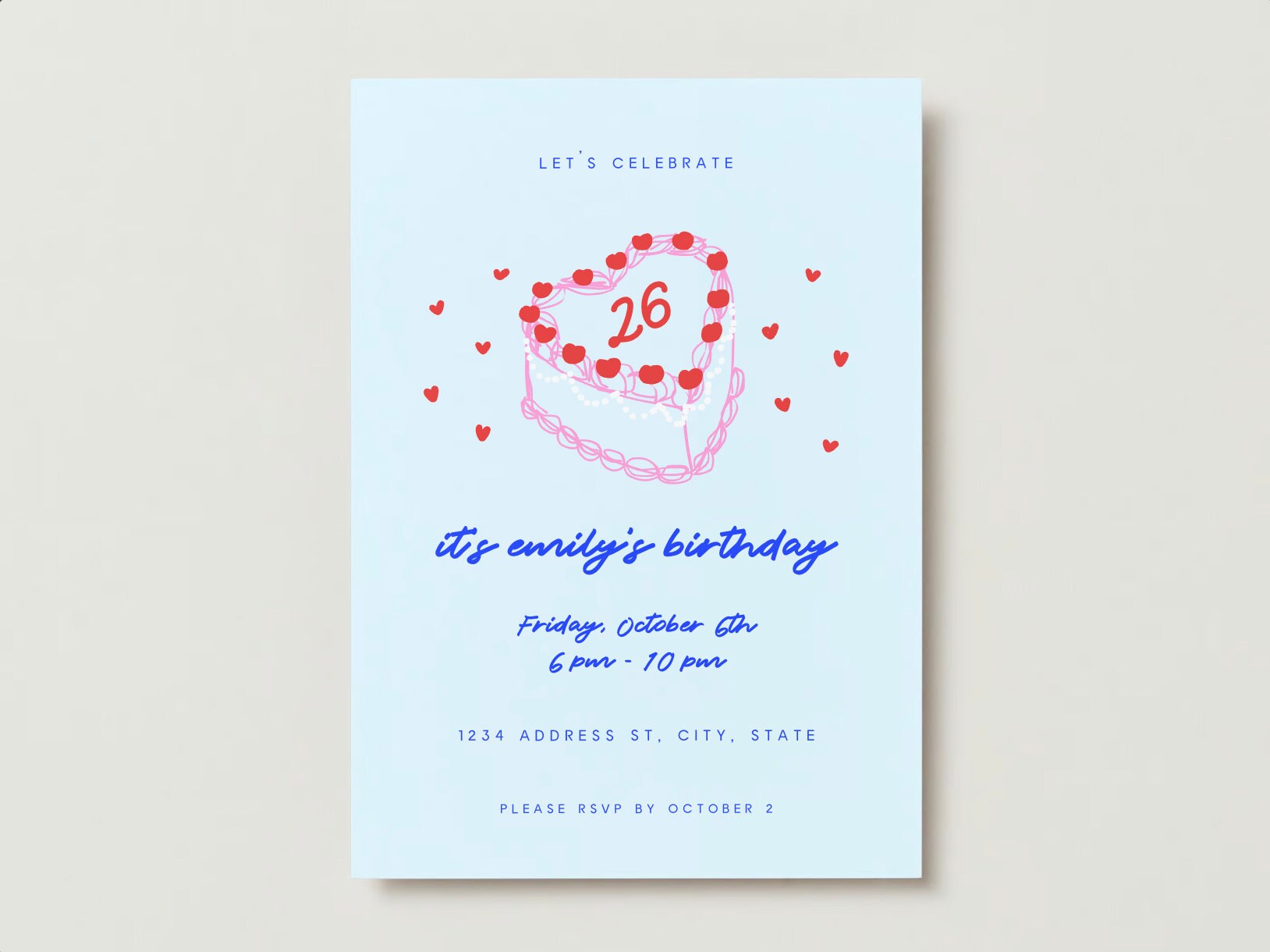 BIRTHDAY CAKE INVITE | Hand-drawn Colorful Retro Birthday Invitation ...