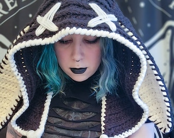 Oversized Floppy Ear Crochet Hood - White