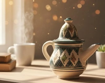 Authentic Handmade Moroccan Ceramic Teapot – Hand-Painted Traditional Pottery, Boho Kitchen & Home Décor, Tea Serving Pot