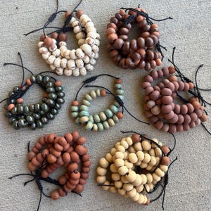 I Handmade Wild Clay Ceramic Bead Bracelets - Minimalist Boho Jewelry Adjustable Cord Eco Friendly