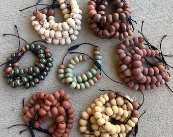 I Handmade Wild Clay Ceramic Bead Bracelets - Minimalist Boho Jewelry Adjustable Cord Eco Friendly