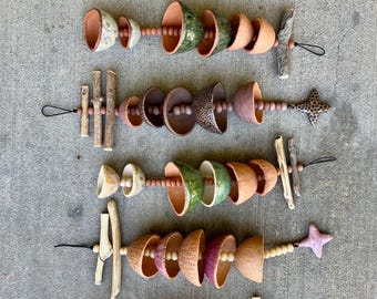 I Handmade Ceramic Wind Chime - Glazed Garden Bell Gift for Home & Patio Colorful