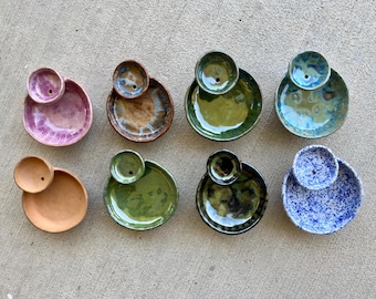 I Handmade Ceramic Incense Holder -  Smoke Pool Pedestal, Wabi Sabi Minimalist Zen Decor