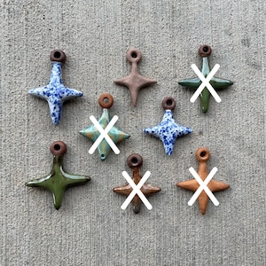 I Handmade Ceramic Star Charms Glazed DIY Jewelry Ornaments Keychains Crafting