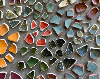 I Handmade Upcycled Ceramic Mosaic Fridge Magnets from Tumbled Zero Waste Pottery Shards