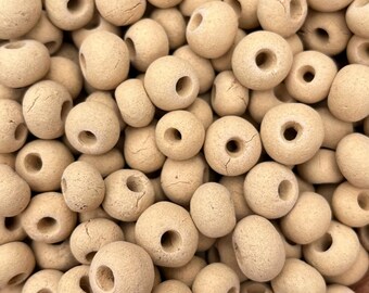 I Hand Rolled Ceramic Beads from Wild Southern Utah Clay, Assorted Ivory Hues Pottery