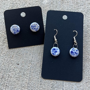I Handmade Minimalist Ceramic Earrings in Assorted Colors - Choice of Stud or Dangle Style