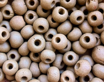 Hand Rolled Ceramic Beads, Southern Utah Wild Clay, Green Grey Hues, Rustic Boho Jewelry