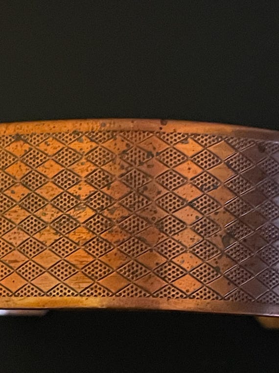 Antique Solid Copper Chunky Bangle Bracelet - image 3