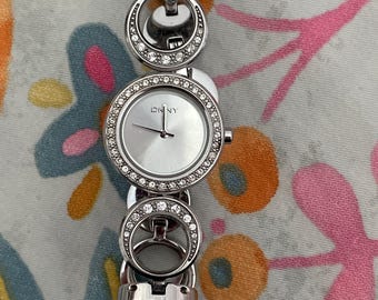Vintage DKNY Rhinestone Wristwatch/Bracelet