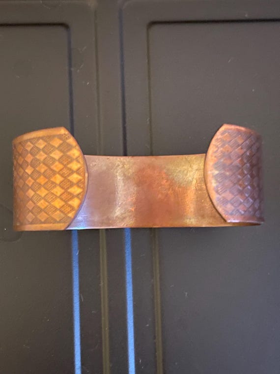 Antique Solid Copper Chunky Bangle Bracelet - image 4