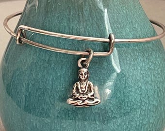 Alex and Ani Silvertone Budda Charm Bracelet