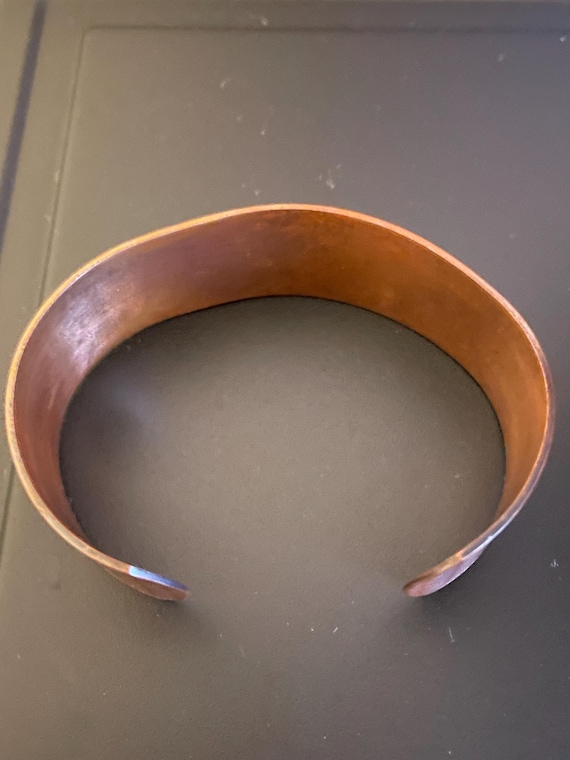 Antique Solid Copper Chunky Bangle Bracelet - image 6