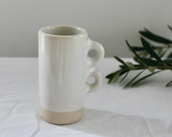 Small ceramic vase, bud vase, handbuilt, slab built, white, home decor, pottery