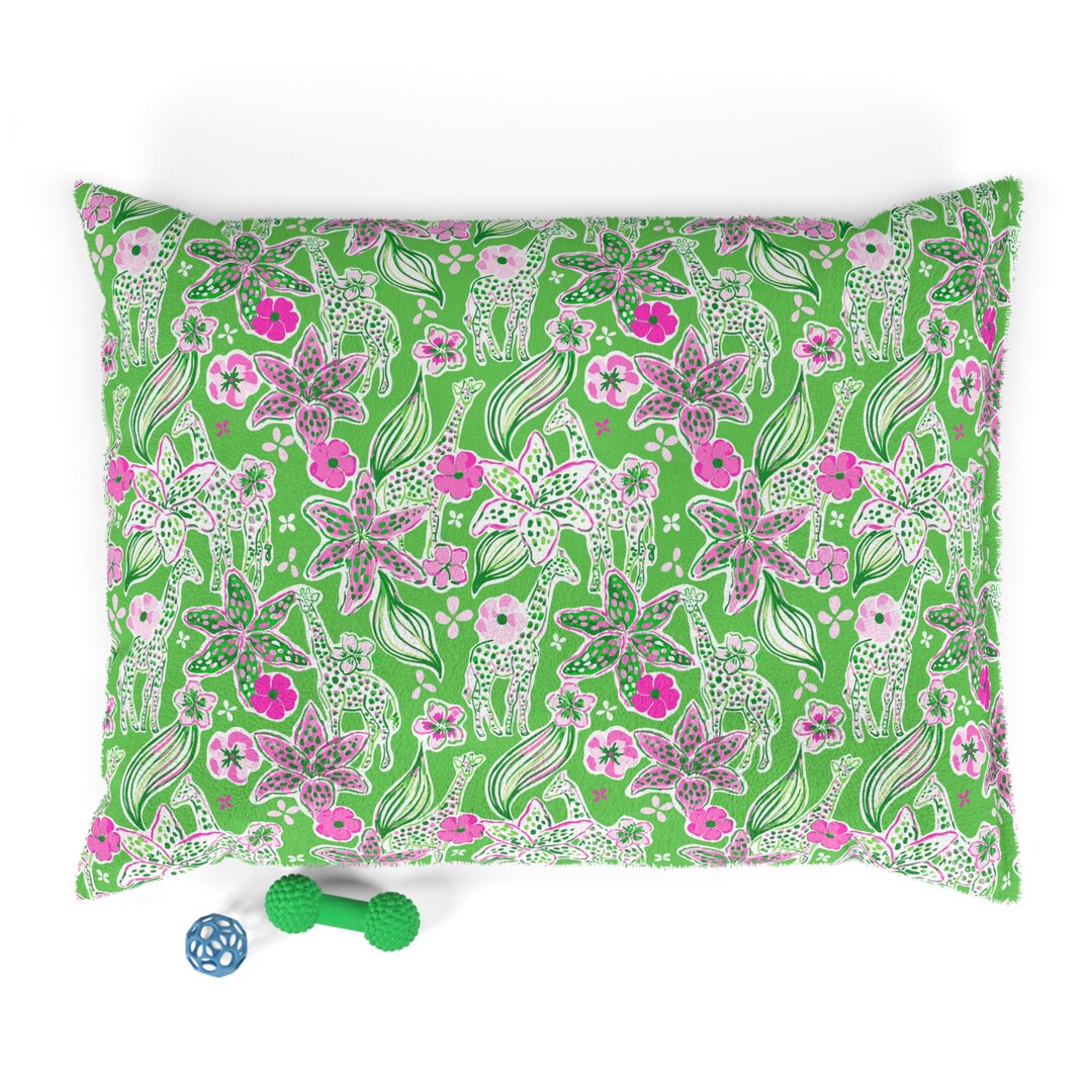 Preppy Pink and Green Giraffe Pet Bed. Pet Beds, Dog Bed, Pet Beds for ...