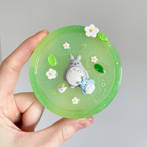 Sleepy Totoro resin and polymer clay Trinket tray