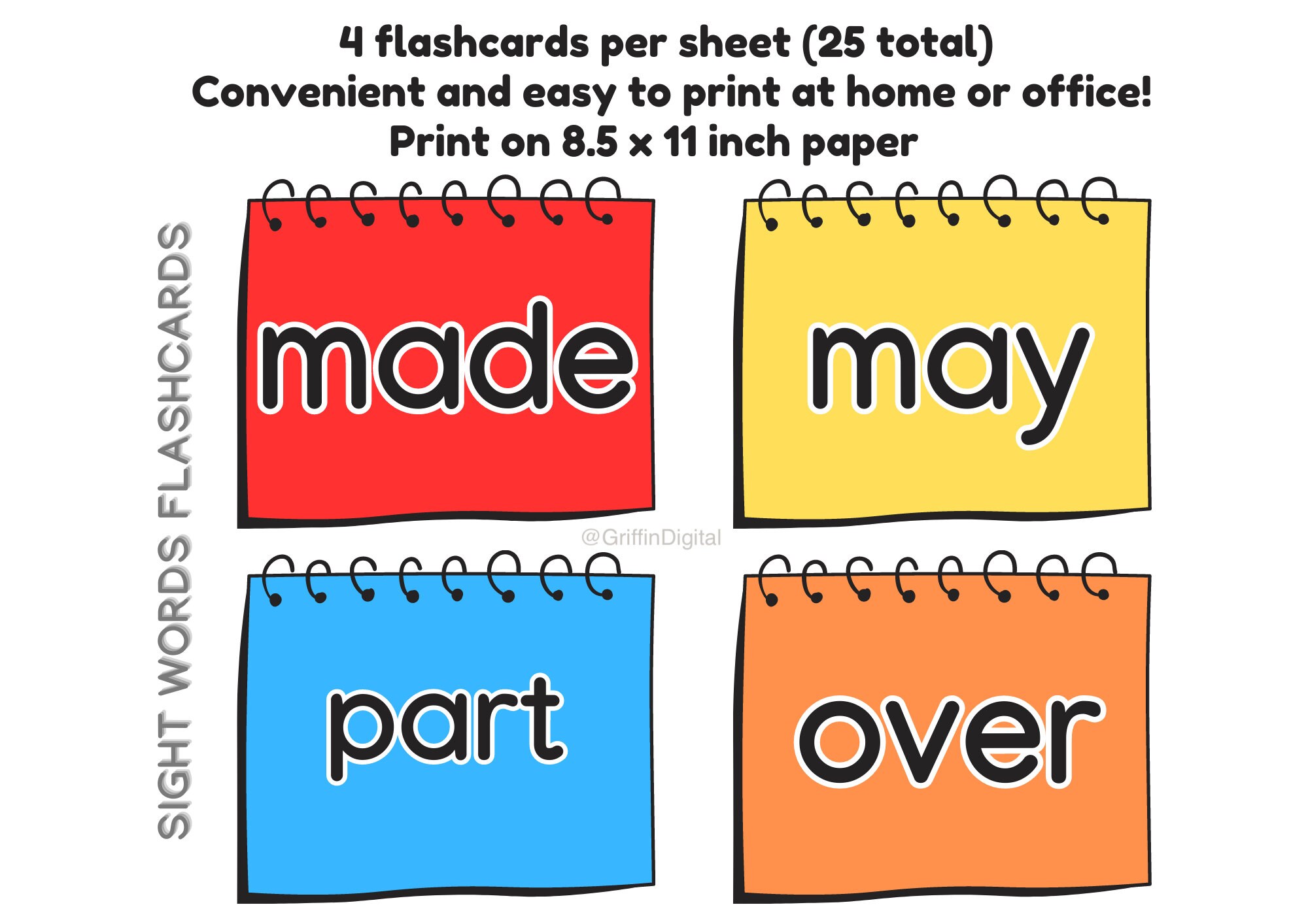 Instant Download Montessori Flash Cards Sight Words Homeschool ...