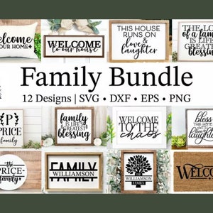 Familie Bundle 12 Designs SVG DXF PNG digitaler Download Familie Silhouette, Schnittdateien für Cricut