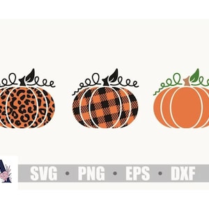 Pumpkin SVG DXF PNG Plain/Plaid/Leopard Print Digital Download Silhouette Cameo, Cricut, Cutting Files, Pumpkin set clipart