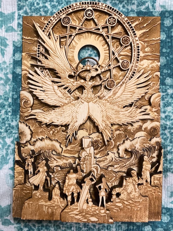 Final Fantasy 7 Wood Engraving: the Final Battle Against Sephiroth