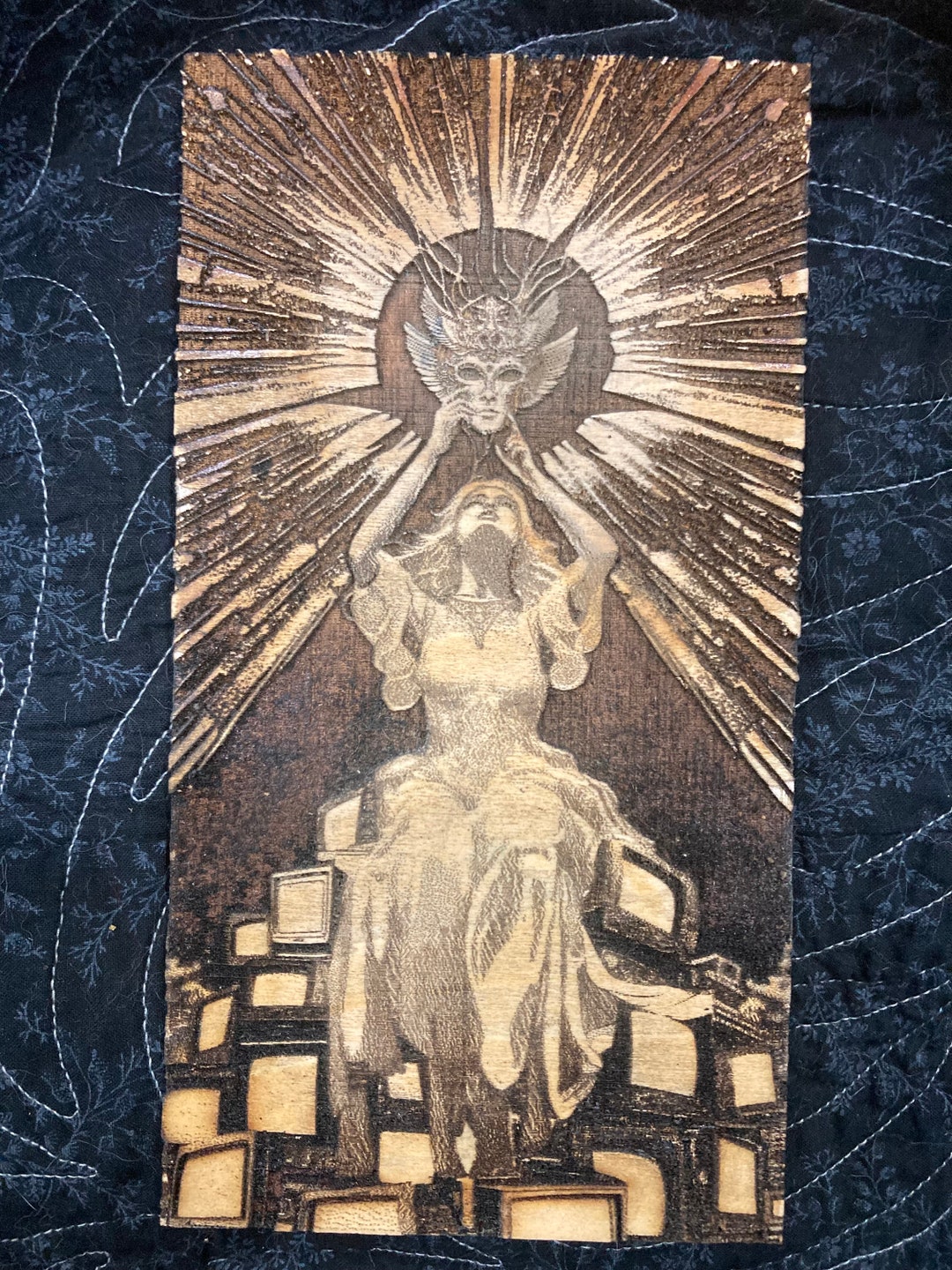 Visage of Light Beautiful Wood Engraved Wall Art Etsy