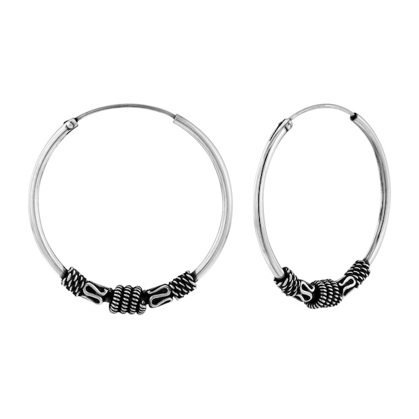 925 Sterling Silver 30 mm Spiral Wrap Bali Hoop Earrings