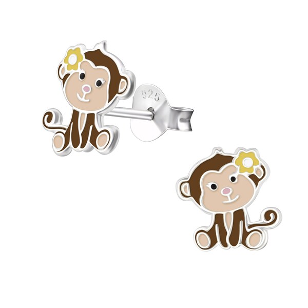 Monkey 925 Sterling Silver Stud Earrings