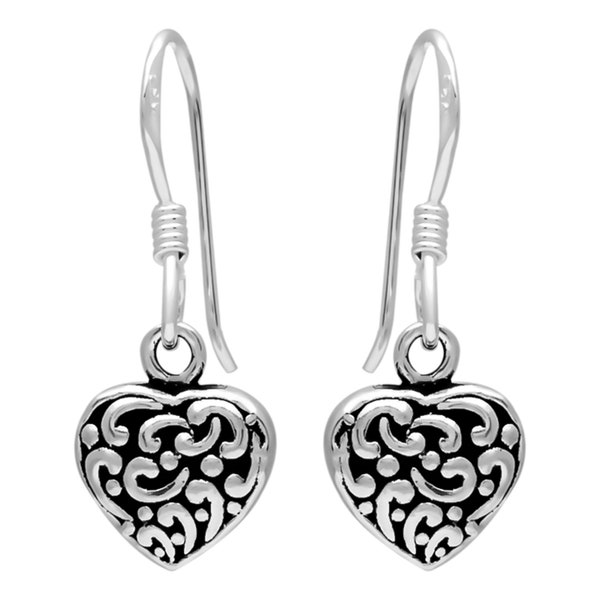 Heart Shape 925 Silver Fish Hook Earrings