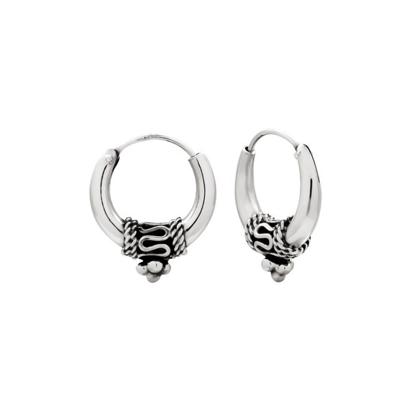 925 Sterling Silver 20 mm Bali Hoop Earrings