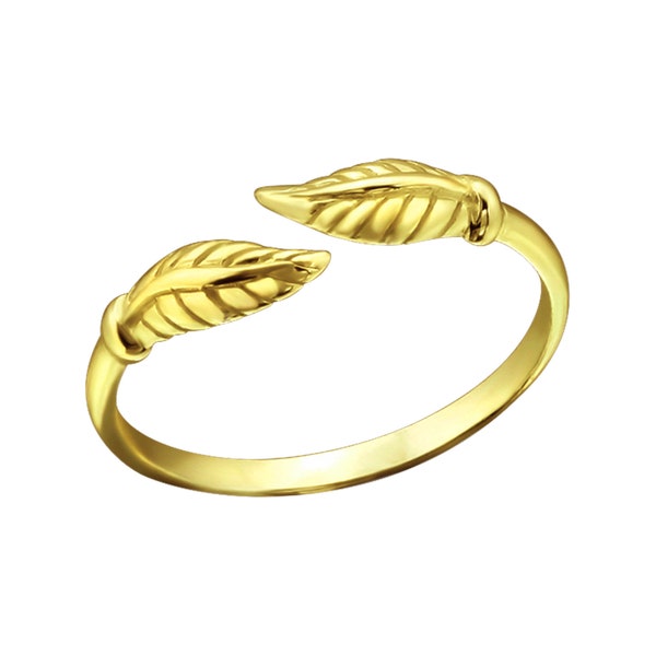 Gold Plated 925 Sterling Silver Leaf Toe Ring