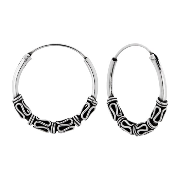 925 Silver Bali Hoop Earrings (20 mm) with a Ball