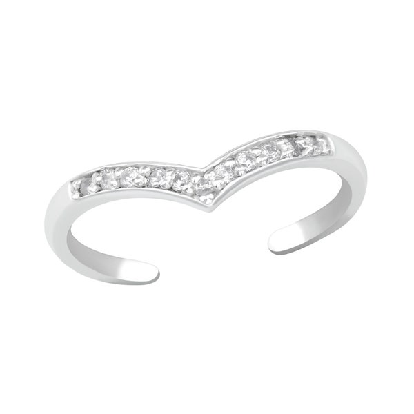 925 Sterling Silver Cubic Zirconia Heart Toe Ring
