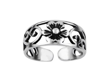 925 Sterling Silver Flower Toe Ring