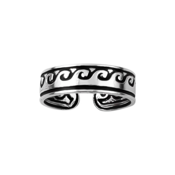 925 Sterling Silver Toe Ring with Waves Pattern