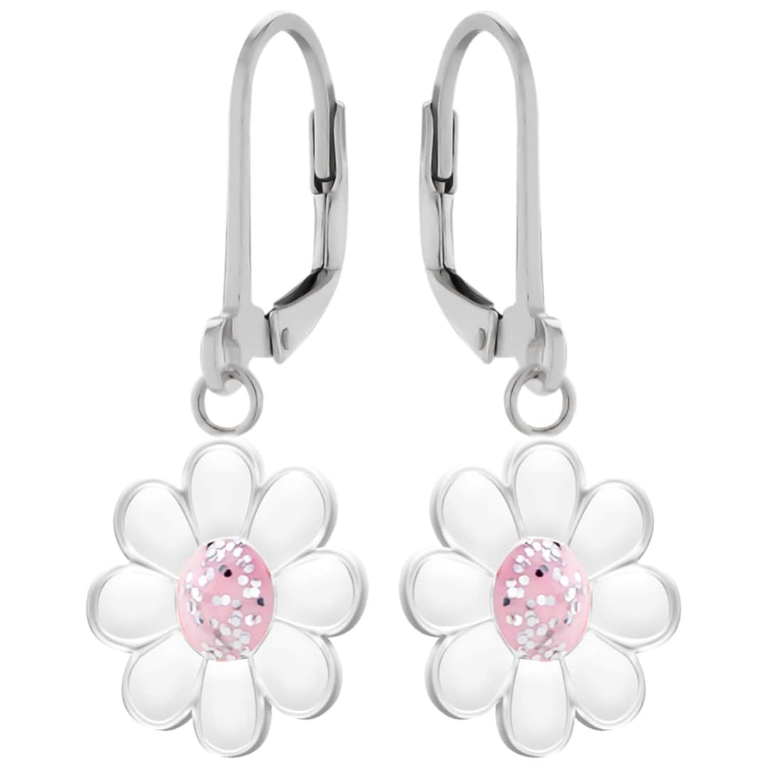 Daisy Flower 925 Sterling Silver Leverback Earrings Etsy