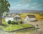 Original farmhouse oil painting digital download