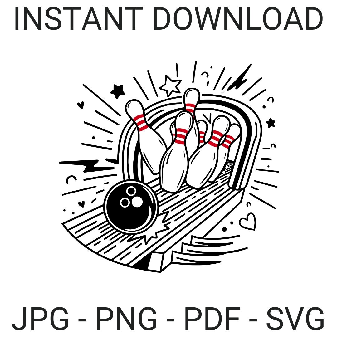 Nice Rack Bowling Svg Pack of 4 Bowling SVG Files for DIY Projects, Downloadable High-quality ...