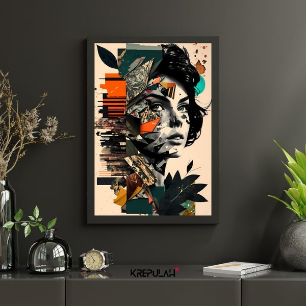 Tezza Collage Kit Wall Art: Transform Your Space with 4 Unique Artistic Prints – 25x40 and 25x25 Inches, Ready to Print & Frame!