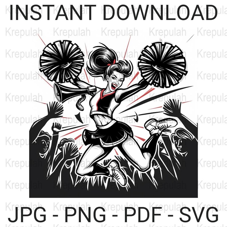 Cheerleader SVG Bundle, Pack of 4 SVG Files, High Quality Cheerleader