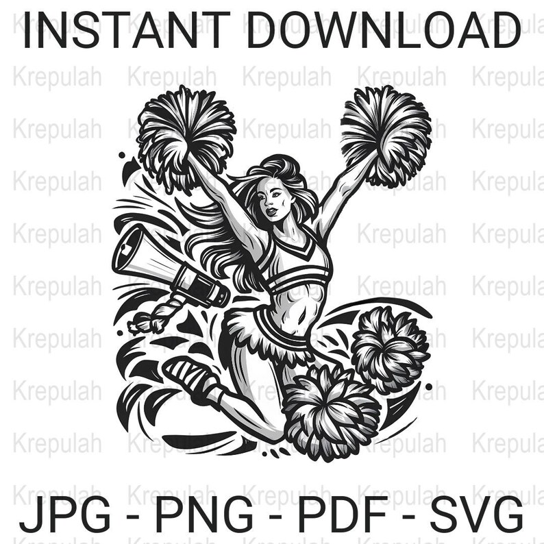 Cheerleader SVG Bundle, Pack of 4 SVG Files, High Quality Cheerleader