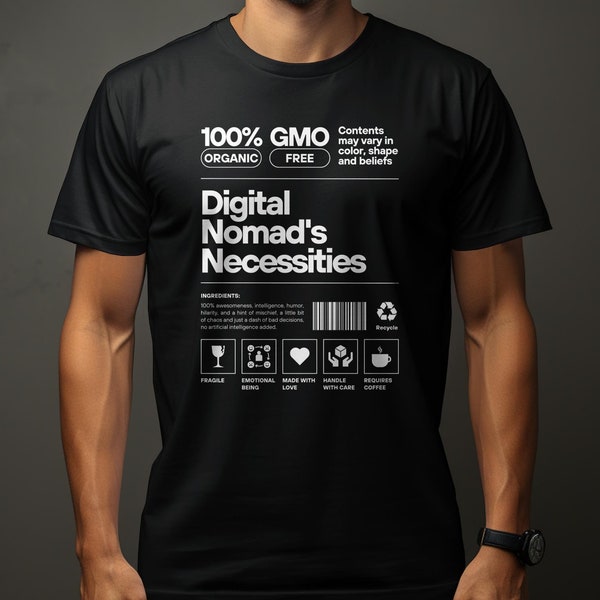 Digital Nomad Necessities Organic T-Shirt, Eco-Friendly Sweatshirt, Comfy Hoodie for Travelers